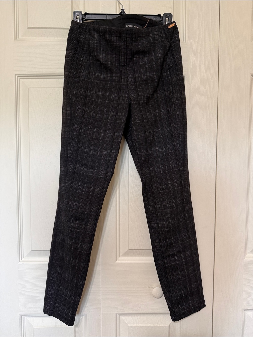 Ivanka Trump Black Plaid Slim Trousers